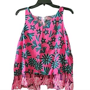 Crown & Ivy Pink Sleeveless Layered Top Blouse Shirt Size PM Petite Medium